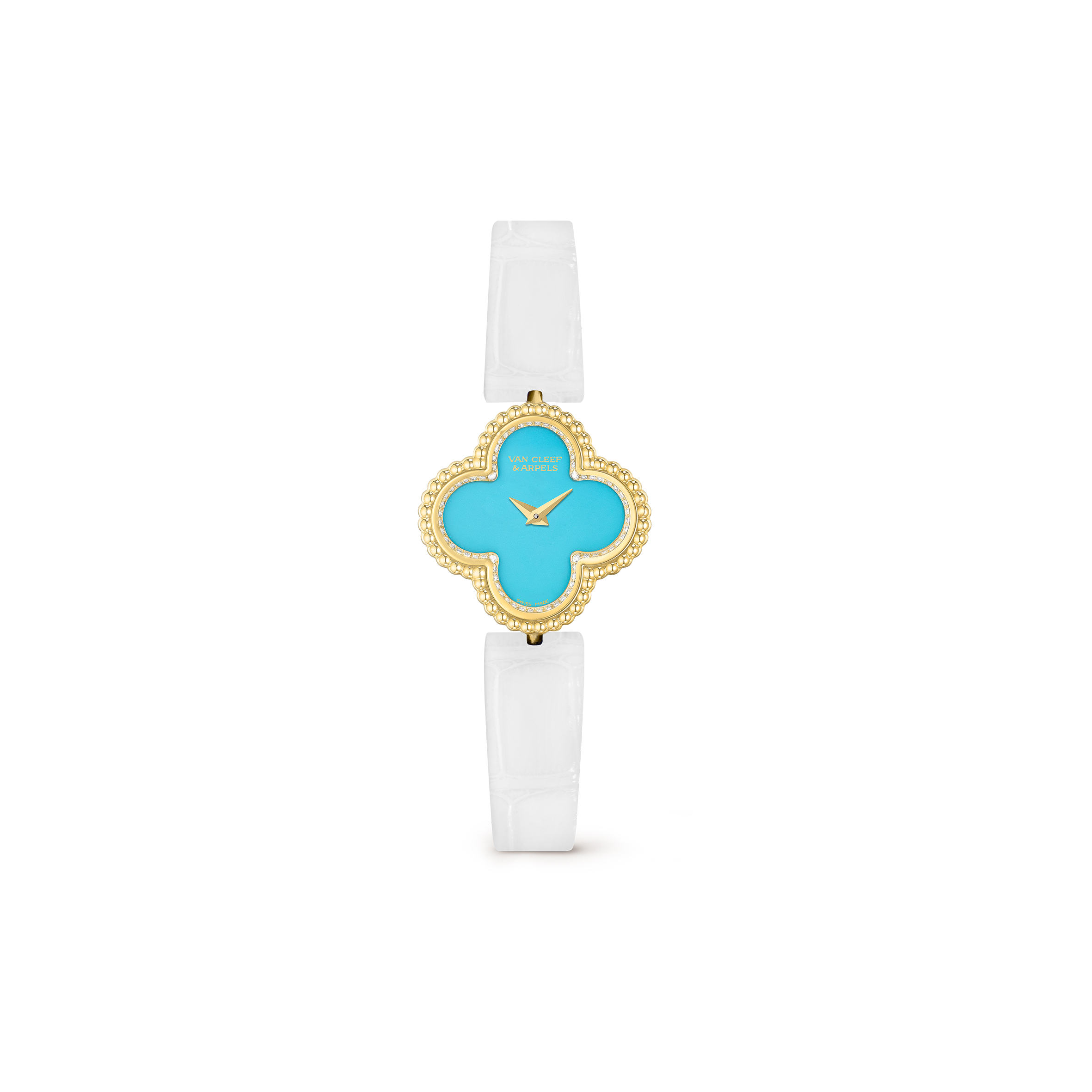 VAN CLEEF ARPELS SWEET ALHAMBRA WATCH18K YELLOW GOLD, DIAMOND, TURQUOISE VCARPBEH00